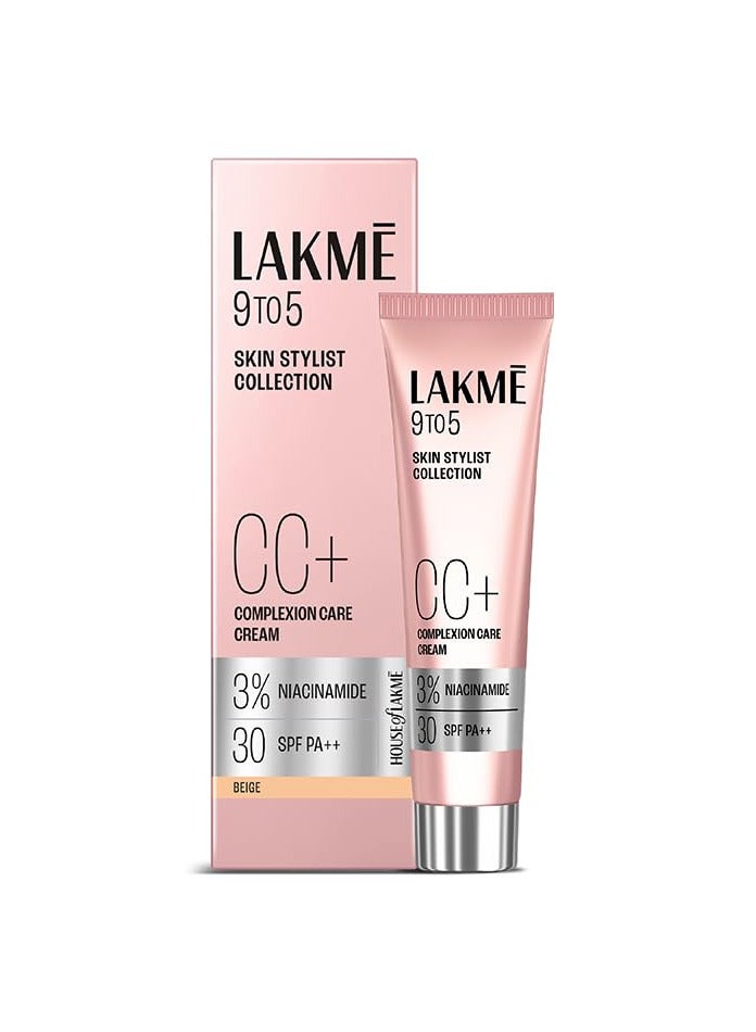 LAKME 9 To 5 Skin Stylist Collection CC Cream Complexion Care Cream SPF 30 PA++ Beige 30g - Image 1
