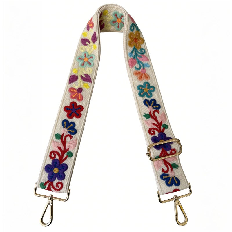 TCOMVEZ Embroidery Flower Purse Strap Replacement Crossbody for Handbags Women Guitar Strap 2 inch Wide Adjustable Bag Straps - Image 1