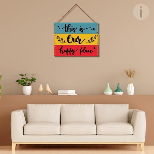Art Monk This is our happy place wall hanging item for Living Room Bedroom Home Decor Gifts Quotes Decor Item Wall Art For Hall Mdf Wall Decoration - Image 2
