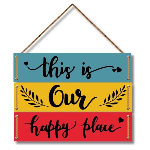 Art Monk This is our happy place wall hanging item for Living Room Bedroom Home Decor Gifts Quotes Decor Item Wall Art For Hall Mdf Wall Decoration - Image 1