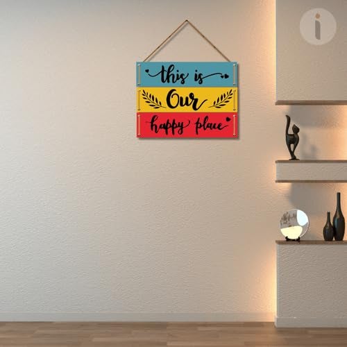 Art Monk This is our happy place wall hanging item for Living Room Bedroom Home Decor Gifts Quotes Decor Item Wall Art For Hall Mdf Wall Decoration - Image 3