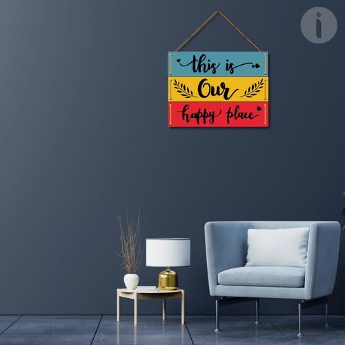 Art Monk This is our happy place wall hanging item for Living Room Bedroom Home Decor Gifts Quotes Decor Item Wall Art For Hall Mdf Wall Decoration - Image 4