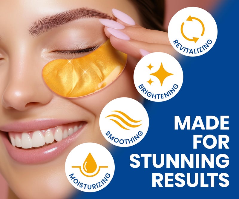 Stylia Under Eye Patches for Puffy Eyes and Dark Circles (20 Pairs) - 24k Gold Under Eye Mask with Vitamin C, Hyaluronic Acid, Pearl Extract - Eye Masks for Dark Circles and Puffiness - Image 4