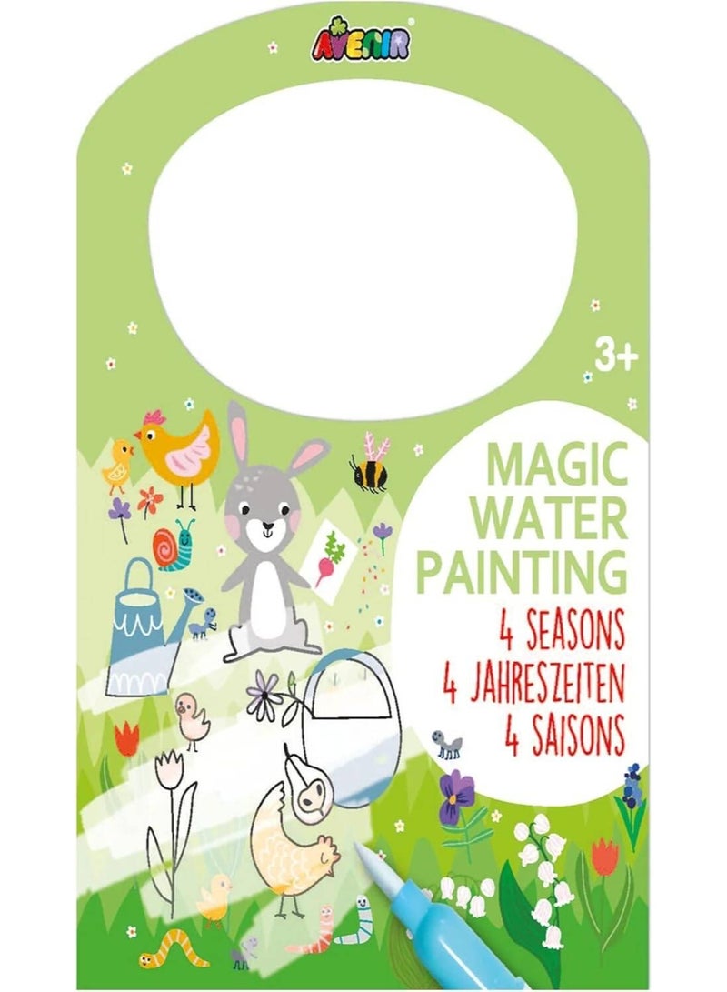 Avenir Magic Water Painting 4 Seasons | 6 Reusable Coloring Surfaces, 2 Sheets of Repositionable Stickers, and Refillable Water Pen, Easy to Carry | Kids 3+ - Image 2