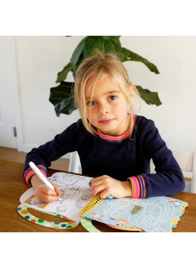 Avenir Magic Water Painting 4 Seasons | 6 Reusable Coloring Surfaces, 2 Sheets of Repositionable Stickers, and Refillable Water Pen, Easy to Carry | Kids 3+ - Image 4