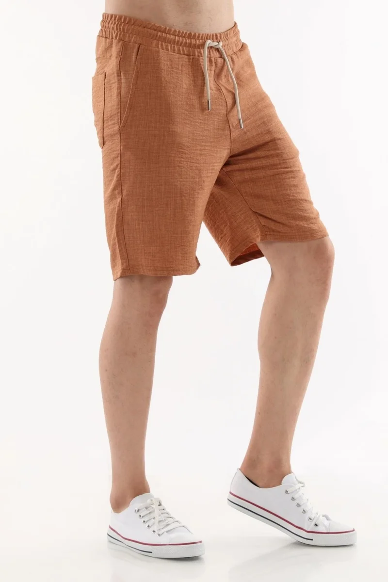 Cedy Denim Synthetic Linen High Waist Elastic, Loose Cut Men's Shorts C348