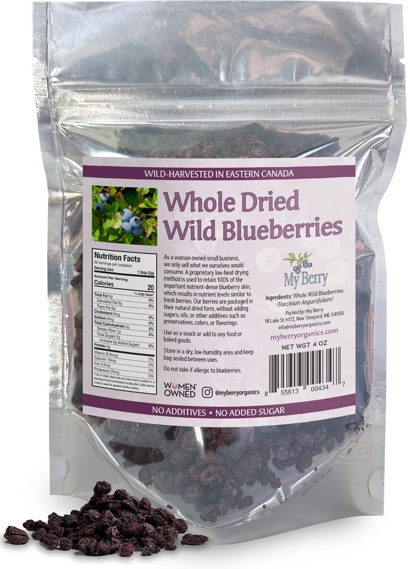MY BERRY Whole Dried Wild Blueberries Unsweetened by My Berry  4oz  100 Wild Blueberries No Added Sugar Oils Or Preservatives  Canadian Grown  Not Cultivated  WomanOwned Small Business - Image 3
