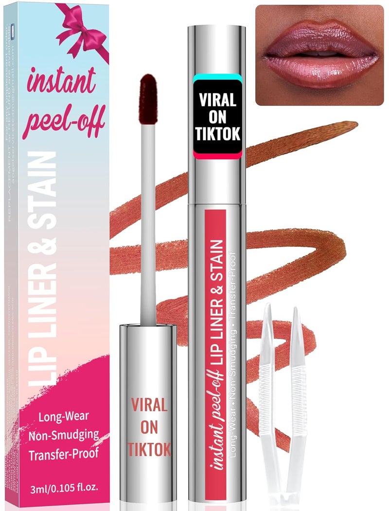 صبغة شفاه آي ميثود قلم تحديد شفاه صبغة قابلة للإزالة مع ملقط صبغة شفاه طبيعية طويلة الأمد قابلة للإزالة مقاومة للماء سهلة الاستخدام تدوم طوال اليوم كاكاو