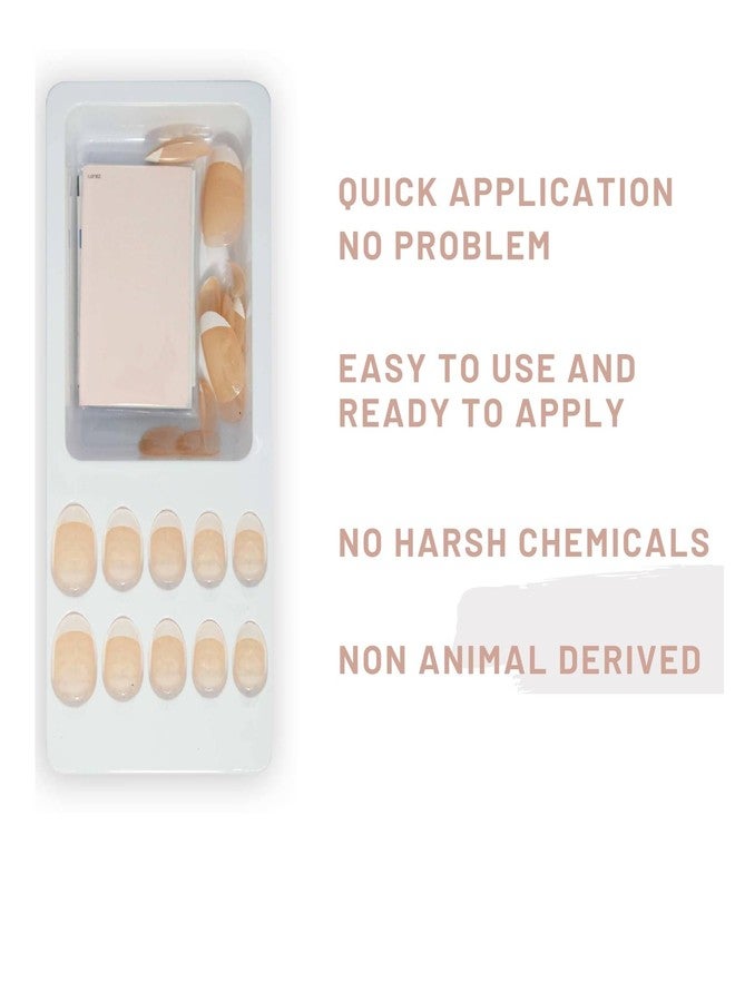 Lick - Press On Nails 24 Pcs Classic French Manicure Artificial Reusable Press on Nails Extension with Application Kit - Image 2