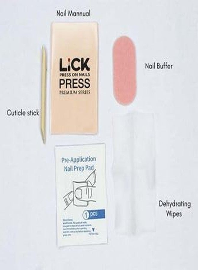 Lick - Press On Nails 24 Pcs Classic French Manicure Artificial Reusable Press on Nails Extension with Application Kit - Image 3