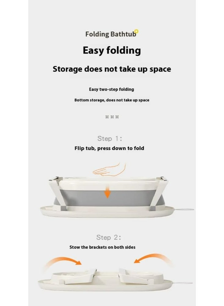 Folding Baby Bath Tub with Built‑In Thermometer & Padded Cushion – Portable, Non‑Slip Drain‑Plug Tub for Newborns to Toddlers (0–36 Months) - Image 5