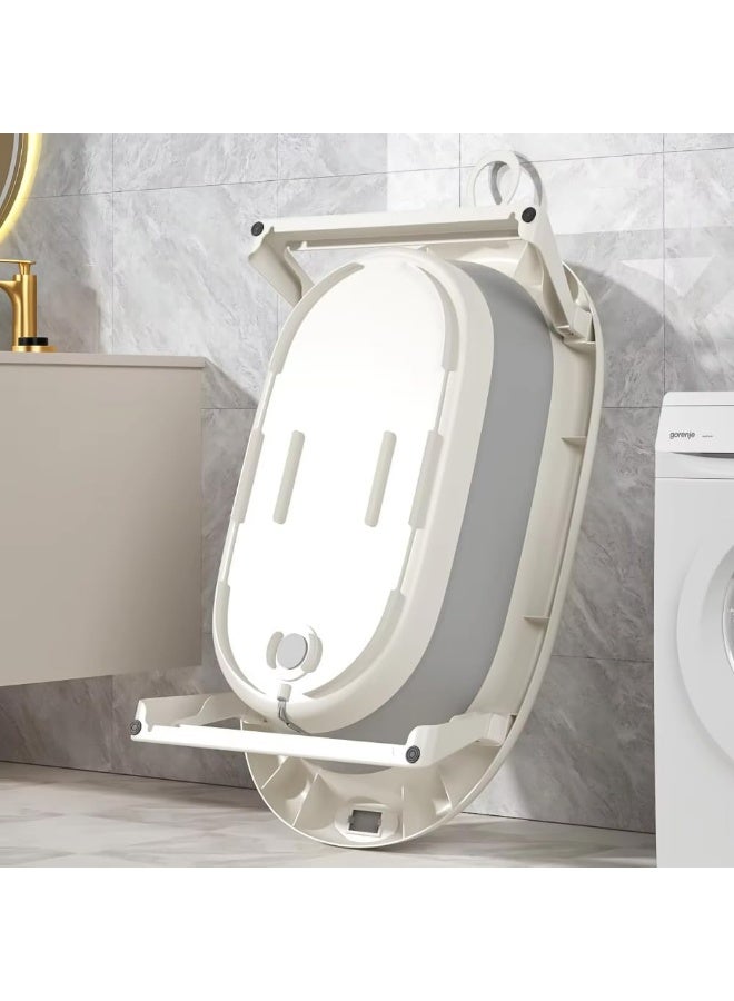 Folding Baby Bath Tub with Built‑In Thermometer & Padded Cushion – Portable, Non‑Slip Drain‑Plug Tub for Newborns to Toddlers (0–36 Months) - Image 4