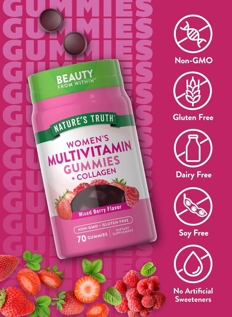 Nature's Truth حلوى جيلاتينية متعددة الفيتامينات للنساء مع الكولاجين | 70 قطعة | خالية من الكائنات المعدلة وراثيًا وخالية من الجلوتين | من Nature's Truth - Image 2