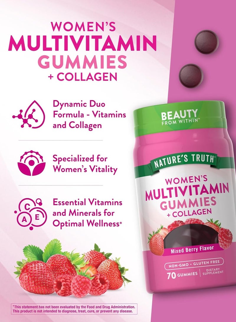 Nature's Truth حلوى جيلاتينية متعددة الفيتامينات للنساء مع الكولاجين | 70 قطعة | خالية من الكائنات المعدلة وراثيًا وخالية من الجلوتين | من Nature's Truth - Image 4