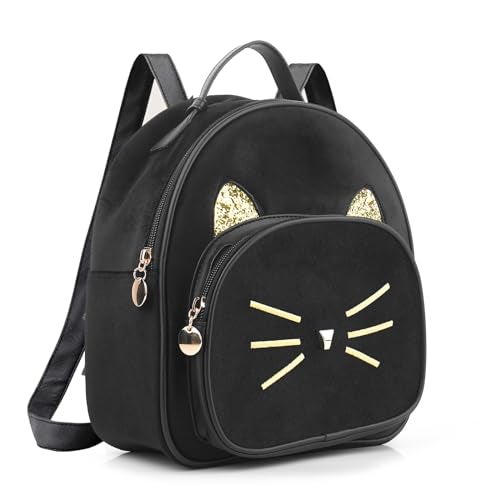 XMRSOY Teen Girls Cute Cat Mini Backpack Velvet Daypack Portable Shoulder Bag - Image 1