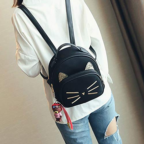 XMRSOY Teen Girls Cute Cat Mini Backpack Velvet Daypack Portable Shoulder Bag - Image 3