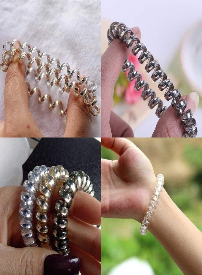 ربطات شعر حلزونية من ويكرو للبنات والسيدات، ربطات شعر مطاطية مرنة على شكل سلك الهاتف، ربطات شعر نسائية، حامل ذيل حصان (عبوة من 8 قطع، لون داكن) - Image 5
