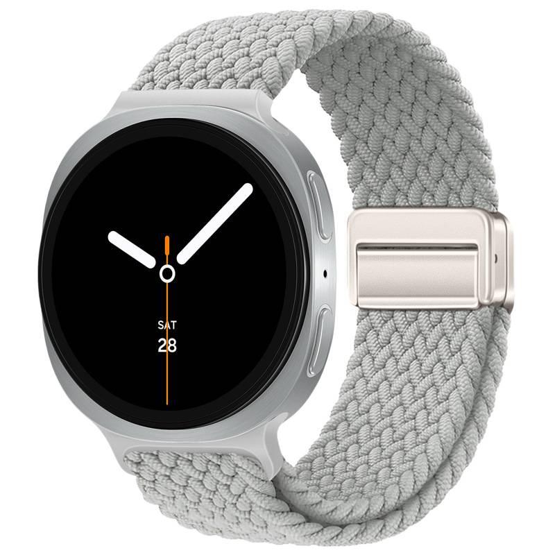 سوار ساعة ذكية سوار نايلون حلقي متوافق باللون أبيض قابل للتعديل مع Samsung Galaxy Watch 8 بملاءمة قابلة للتعديل وحزام بديل للاستخدام اليومي سهل التخزين عملي للاستخدام المتكرر - Image 1