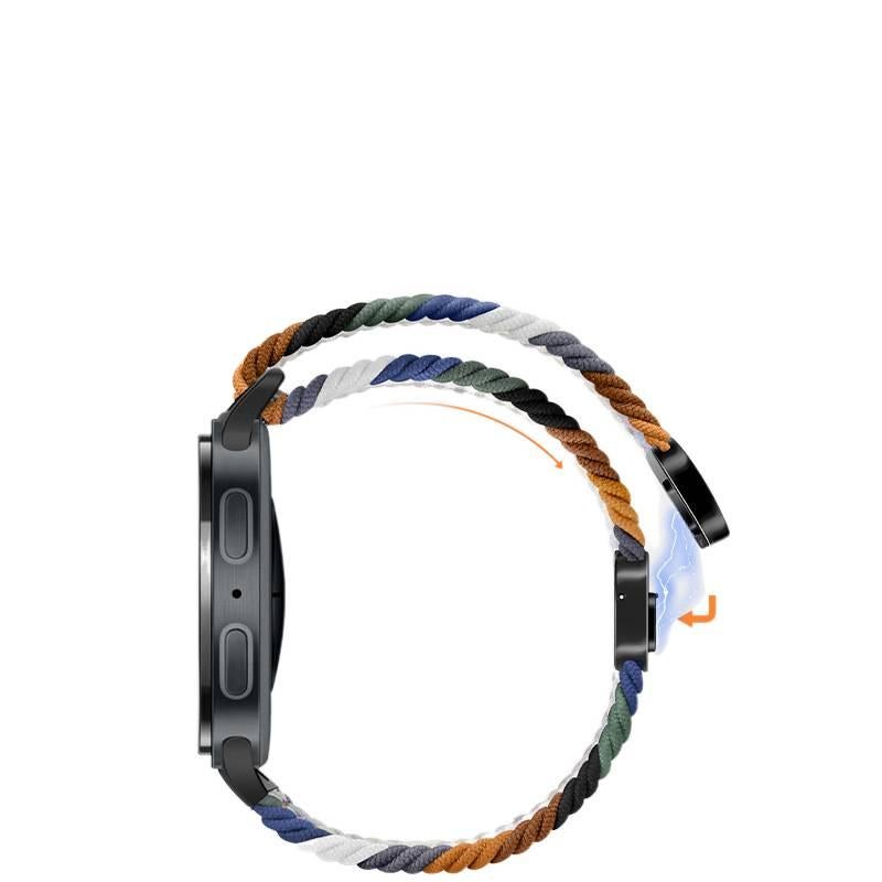 سوار ساعة ذكية سوار نايلون حلقي متوافق باللون أبيض قابل للتعديل مع Samsung Galaxy Watch 8 بملاءمة قابلة للتعديل وحزام بديل للاستخدام اليومي سهل التخزين عملي للاستخدام المتكرر - Image 4