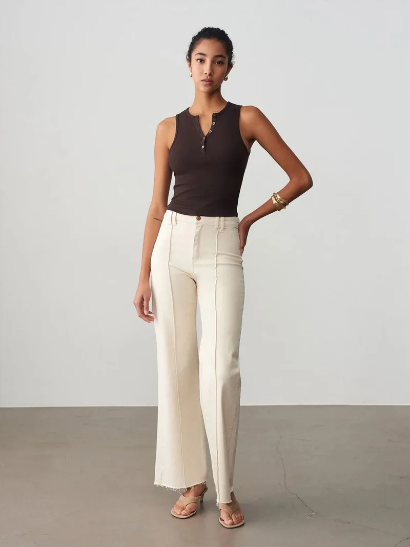ديلفين Dilvin Women's Ribbed Cotton-Blend Crop Top