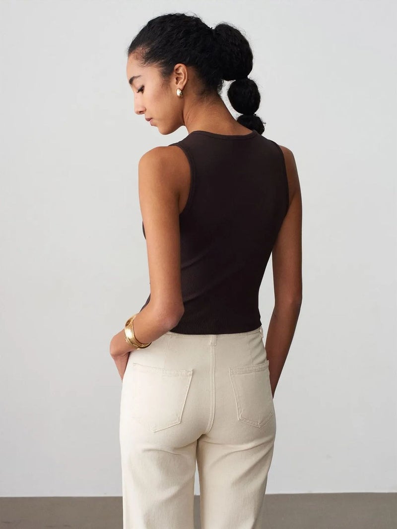 DILVIN Women's Ribbed Cotton-Blend Crop Top - Image 3