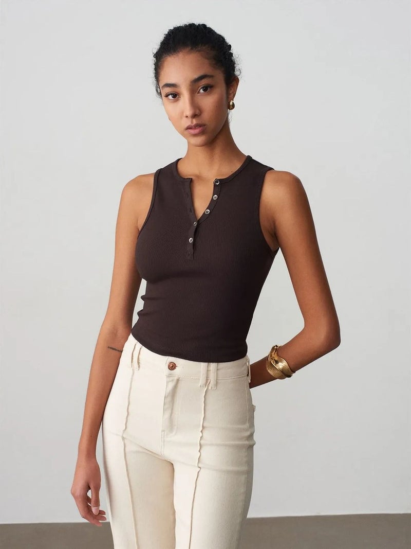 DILVIN Women's Ribbed Cotton-Blend Crop Top - Image 4