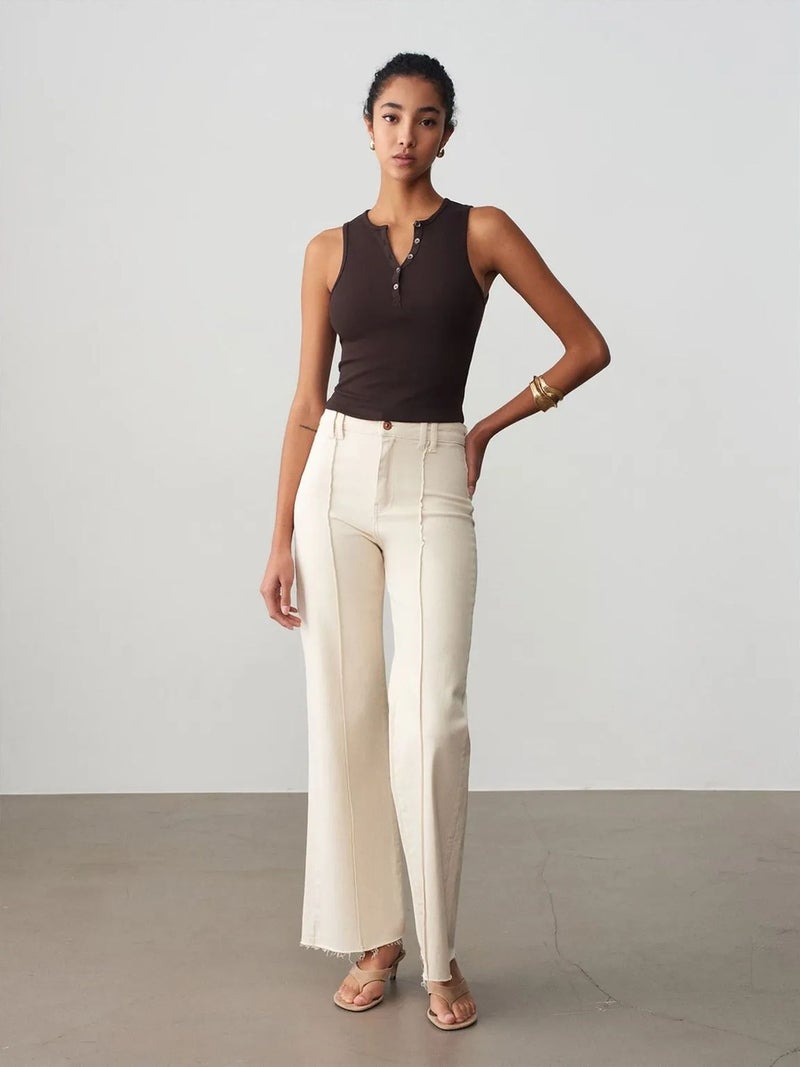 DILVIN Women's Ribbed Cotton-Blend Crop Top - Image 1