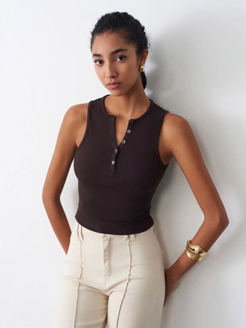 DILVIN Women's Ribbed Cotton-Blend Crop Top - Image 2