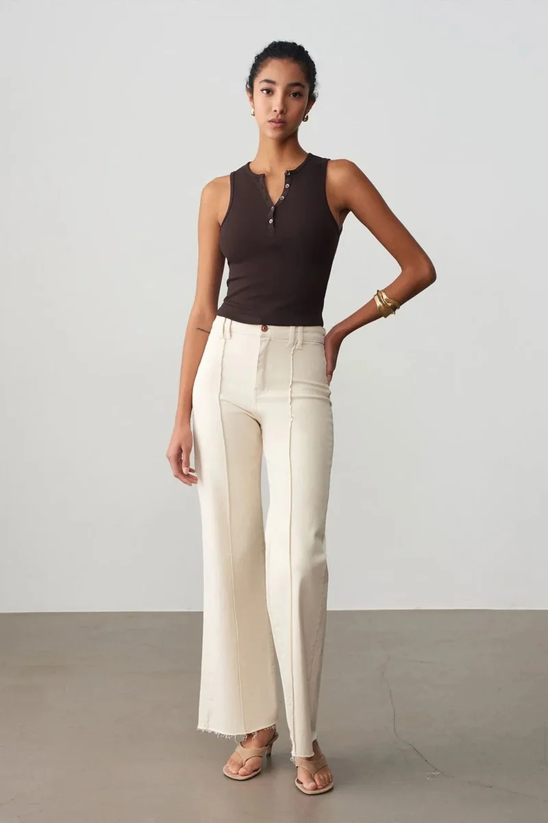 DILVIN Women's Ribbed Cotton-Blend Crop Top
