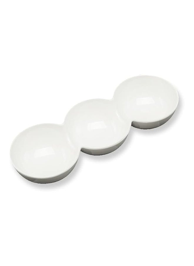Master Gold - Multi-Use Melamine Divided Serving Dish For Nuts, Desserts And Sauces Also White, Easy To Store, Break Resistant | Break-resistant Melamine Divider Saucer (3 Sections) - Image 1