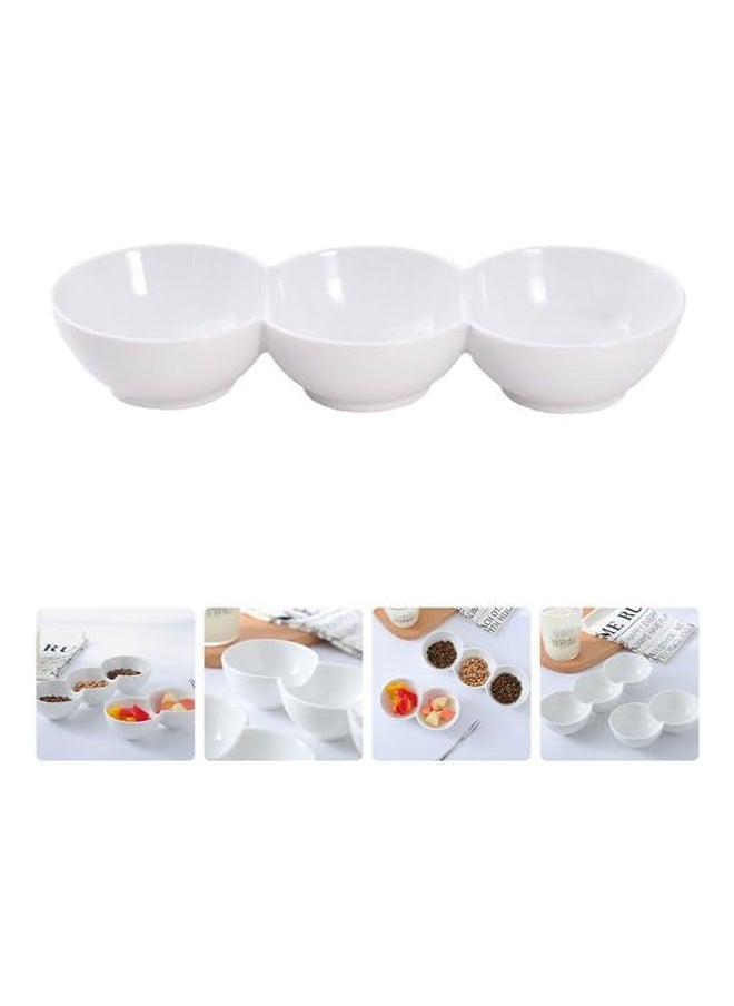Master Gold - Multi-Use Melamine Divided Serving Dish For Nuts, Desserts And Sauces Also White, Easy To Store, Break Resistant | Break-resistant Melamine Divider Saucer (3 Sections) - Image 1