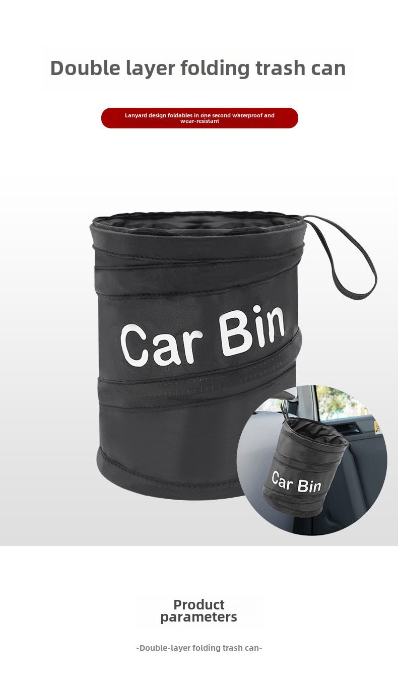 Generic Car Trash Can Oxford Foldable Storage Bin Double folding trash can-with printing 