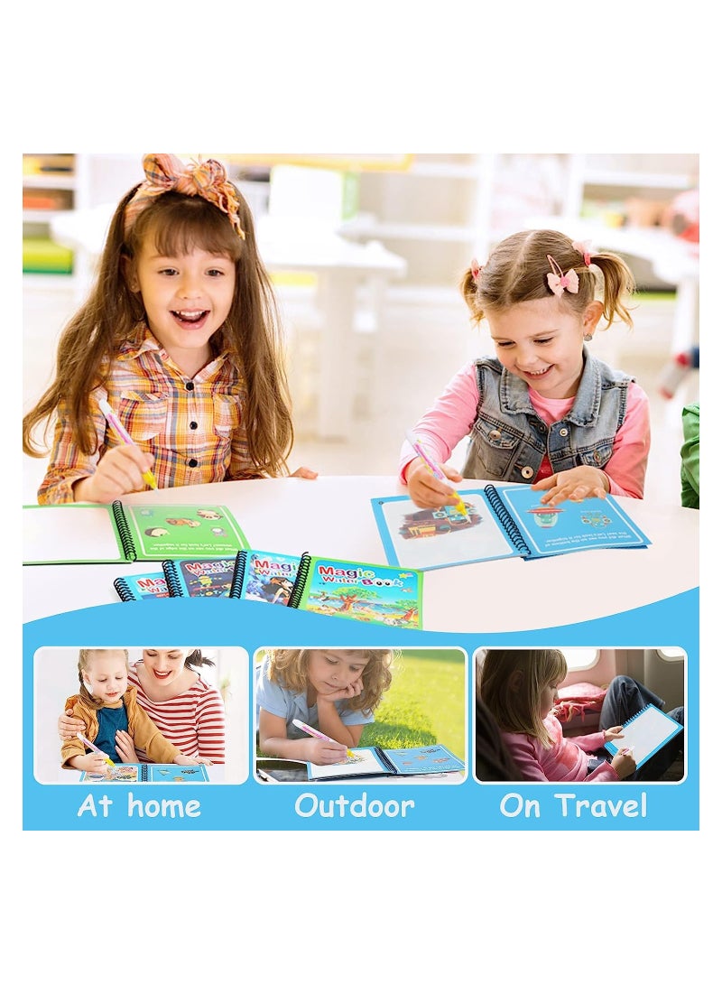 كاست ويف كتاب رسم ألوان مائية كتاب سحر ألوان مائية للأطفال الصغار يمكن إعادة استخدامها لرسم كتاب لون يونيكورن الكرتون الفتيان والفتيات التعليم والتعلم لعبة هدية ( حزمة 4 ) - Image 2