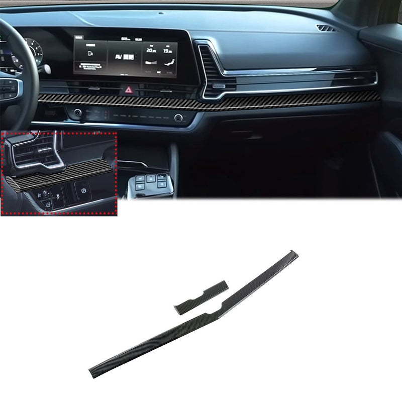 إكسسوارات داخلية للسيارة هيورابين لكيا سبورتاج NQ5 هايبرد SUV 2023 2024 غطاء لوحة عرض الكونسول المركزي 2 قطعة نمط ألياف الكربون