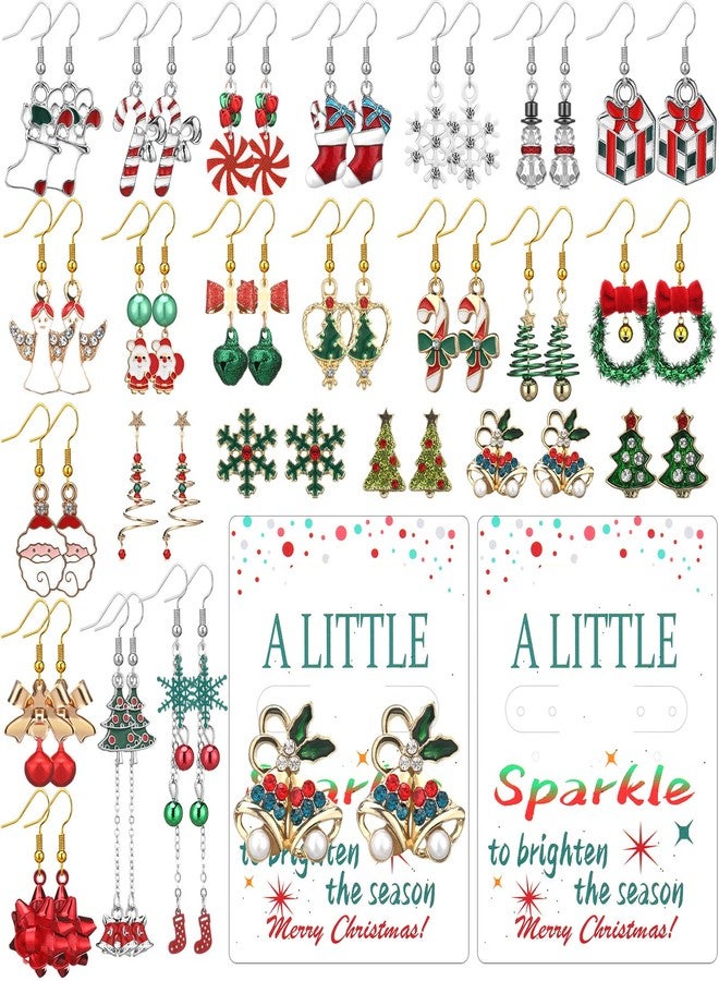 تونديامو مجموعة تونديمو من 24 زوجًا من أقراط عيد الميلاد للنساء، هدايا عيد الميلاد بالجملة، مغلفة بشكل فردي، أقراط متدلية لعيد الميلاد مع بطاقات، مجوهرات احتفالية لطيفة على شكل ندفة ثلج، شجرة عيد الميلاد، رجل الثلج، بابا نويل - Image 1