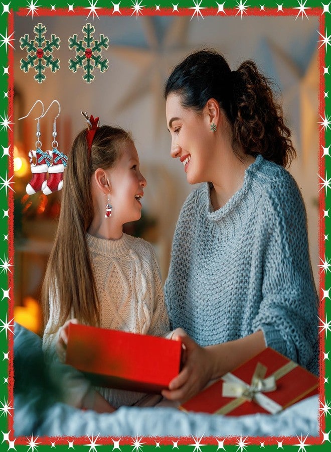 تونديامو مجموعة تونديمو من 24 زوجًا من أقراط عيد الميلاد للنساء، هدايا عيد الميلاد بالجملة، مغلفة بشكل فردي، أقراط متدلية لعيد الميلاد مع بطاقات، مجوهرات احتفالية لطيفة على شكل ندفة ثلج، شجرة عيد الميلاد، رجل الثلج، بابا نويل - Image 4