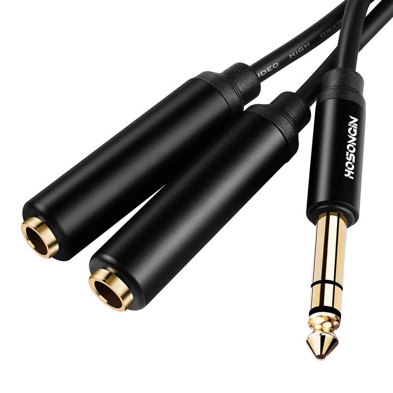 HOSONGIN 1/4" Splitter Cable, TRS to Dual 1/4" TRS Stereo Y Adapter, Gold-Plated Connectors, High-Fidelity Sound, Durable Aluminum Alloy Shell for Studio, DJ, Headphones, Live Sound Systems - 1.6Ft - Image 1