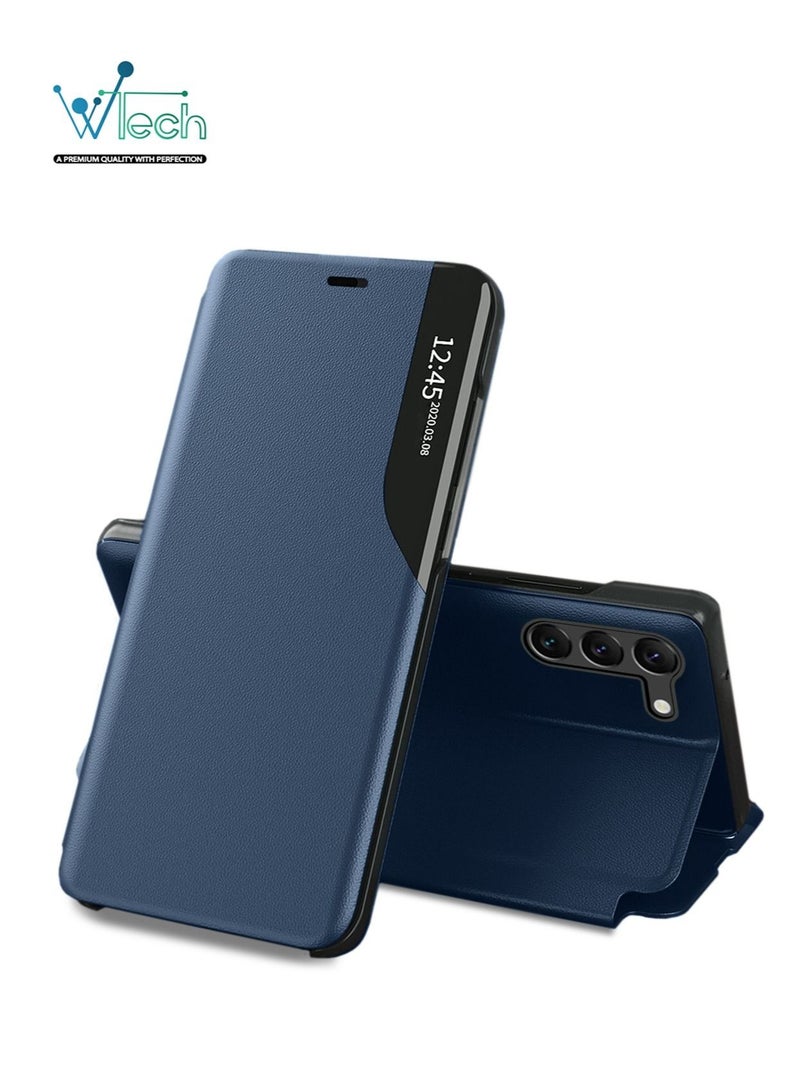 Wtech Smart Mirror Window Flip Phone Case Auto Sleep Wake Cover For Samsung Galaxy S23 Blue - Image 1