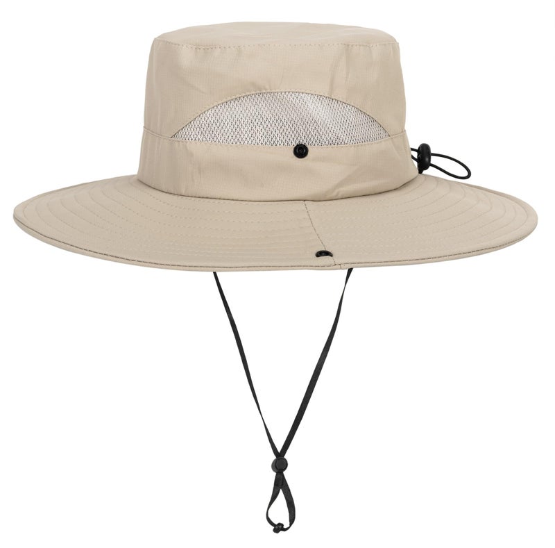 UTOWO Kids Sun Hat with UV Protection Beach Bucket for Boys & Girls Wide Brim Safari Boonie Cap for Summer Outdoor Dark Beige - Image 1