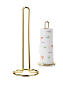Paper Towel Holder Countertop, Free-Standing Kitchen Roll Holder, Gold Paper Towel Stand Dispenser with Stainless Base for Standard and Large Sized Rolls, for Kitchen Countertop and Dining Table
