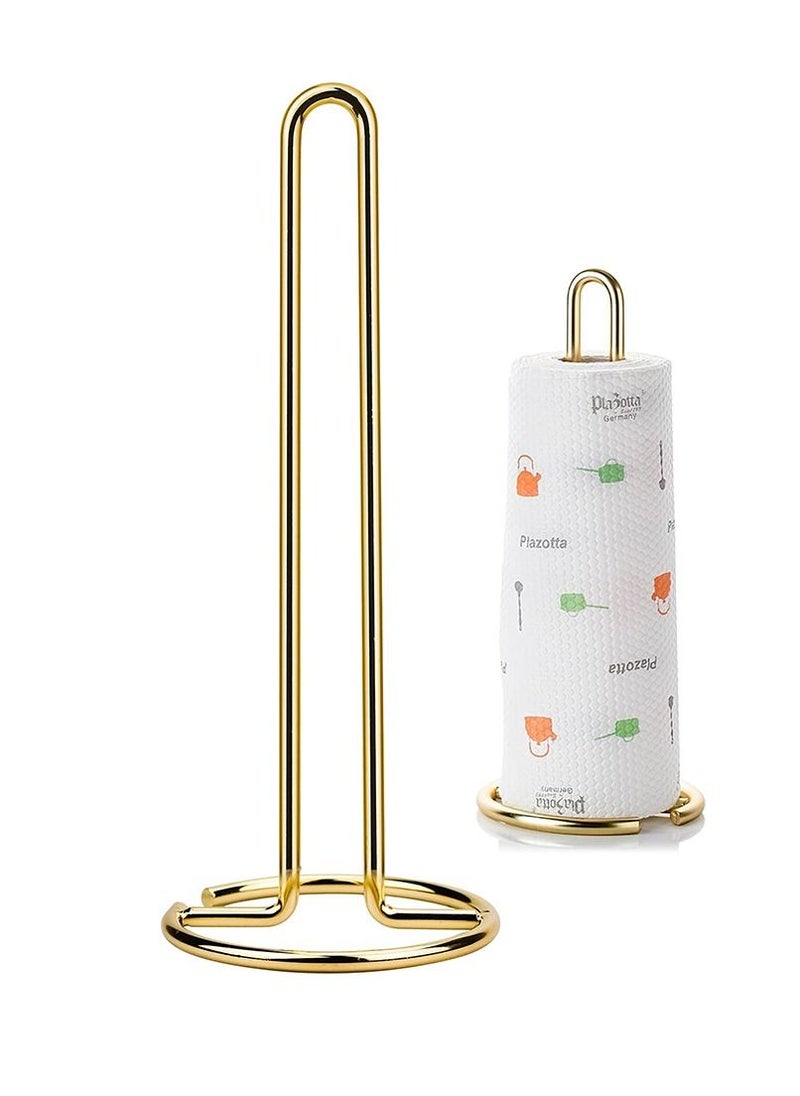 SYOSI - Paper Towel Holder Countertop, Free-Standing Kitchen Roll Holder, Gold Paper Towel Stand Dispenser with Stainless Base for Standard and Large Sized Rolls, for Kitchen Countertop and Dining Table - Image 1
