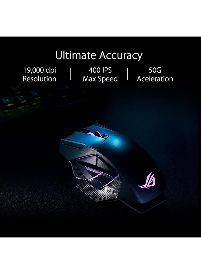 ASUS ROG Spatha X Wireless Gaming Mouse Magnetic Charging Stand, 12 Programmable Buttons, 19,000 DPI, Push-Fit Hot Swap Switch Sockets, ROG Micro Switches, ROG Paracord and Aura RGB Lighting - Image 4