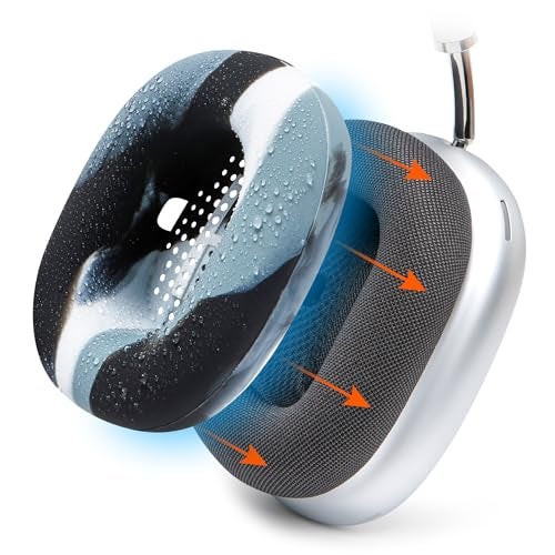 WC SweatZ Max - Patented Protective Earpad Covers for Airpods Max Made by Wicked Cushions | Sweatproof & Easily Washable | Full Earpad Sweat Protection | Marble - Image 1