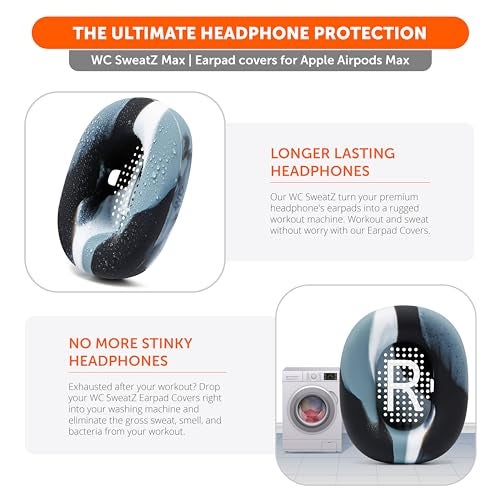 WC SweatZ Max - Patented Protective Earpad Covers for Airpods Max Made by Wicked Cushions | Sweatproof & Easily Washable | Full Earpad Sweat Protection | Marble - Image 2