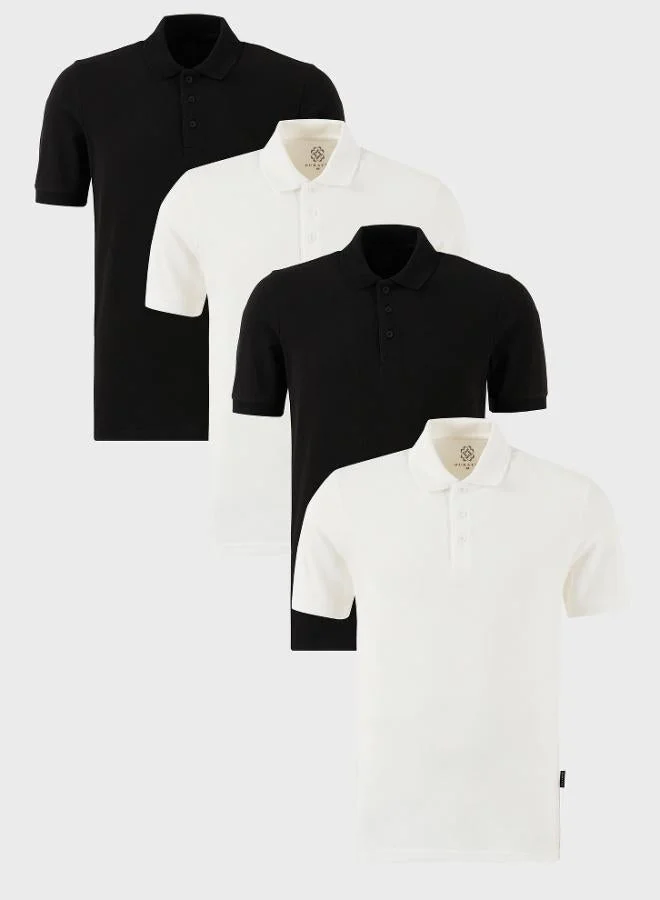 Buratti  Buratti Cotton Regular Fit Button-Down Polo Collar 4-Pack T-Shirt Men's T-SHIRT 5902127S4 for Men | Best Price UAE