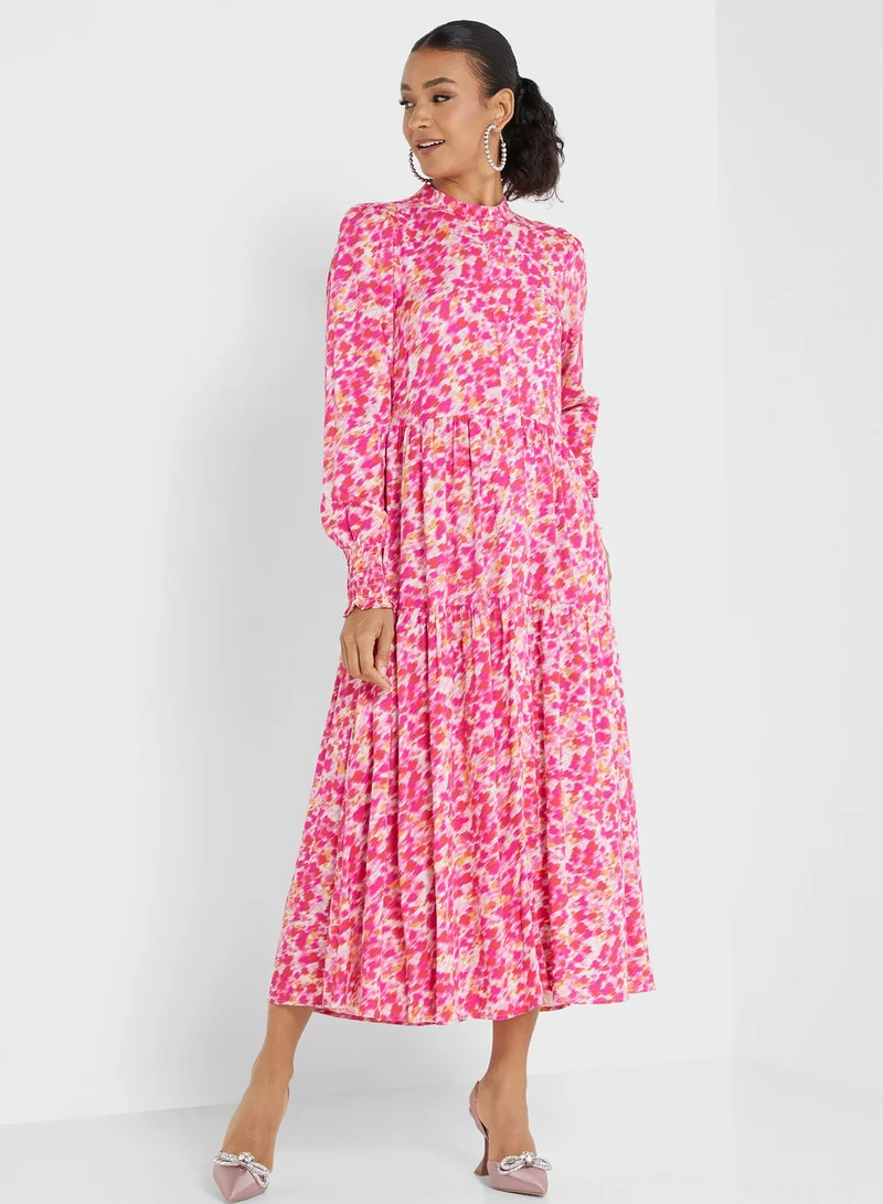 YAS Tiered Print Dress
