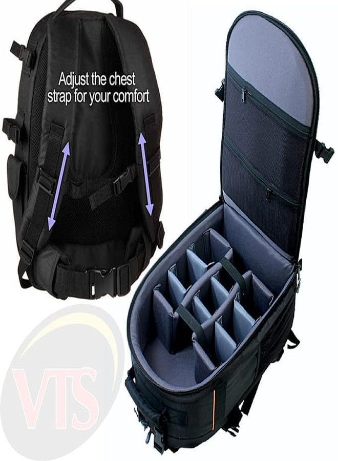 VTS® DSLR Camera Backpack Bag Waterproof Shock Proof For Lens Accessories Bag For Camera Camera Bag N001, Black - Image 5