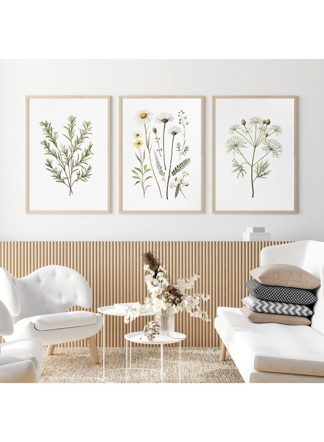 Baccone Botanical Wall Art Flower Wall Decor Vintage Wildflower Canvas Wall Art Set of 3 Watercolor Plant Pictures Boho Floral art Prints Farmhouse Artwork for Room Bedroom 12x16 Inch Unframed - Image 3