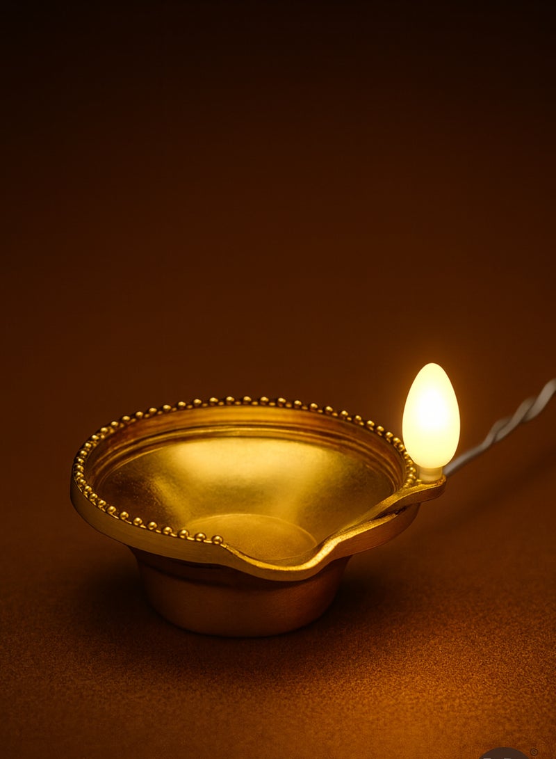 18 Pcs Golden Diya LED String Lights – Warm White Decorative Diya Lights for Diwali, Christmas, Navratri, Wedding, Pooja & Home Décor – Plug-in Festival Decorative Lights - Image 3