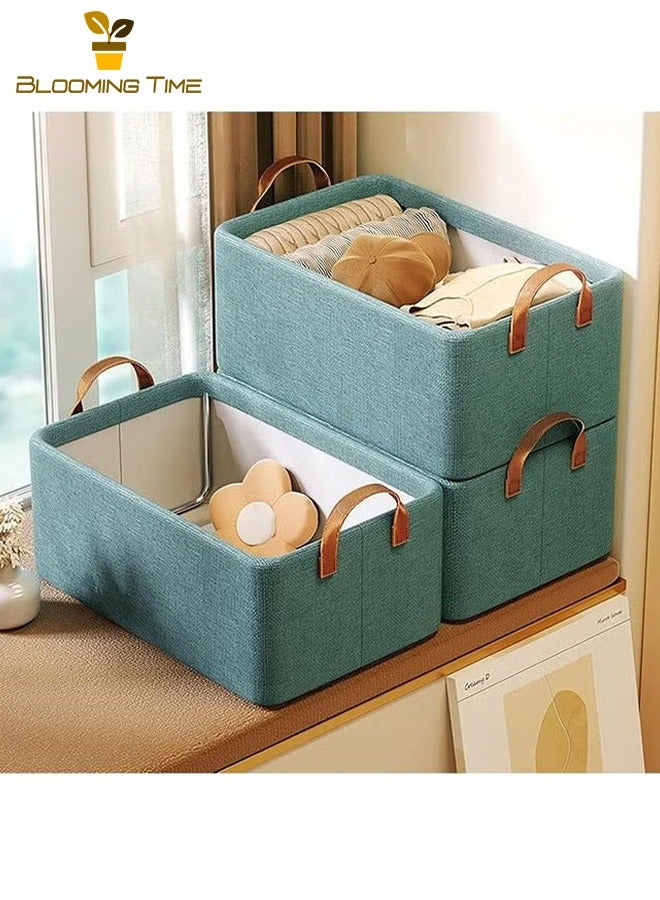 Steel Frame Box, Storage Box With Metal Frame, Fabric Storage Box With Handle, Stackable Shelf Storage Basket, Sturdy Steel Frame, Folding Design, Multi-Function Use, Green